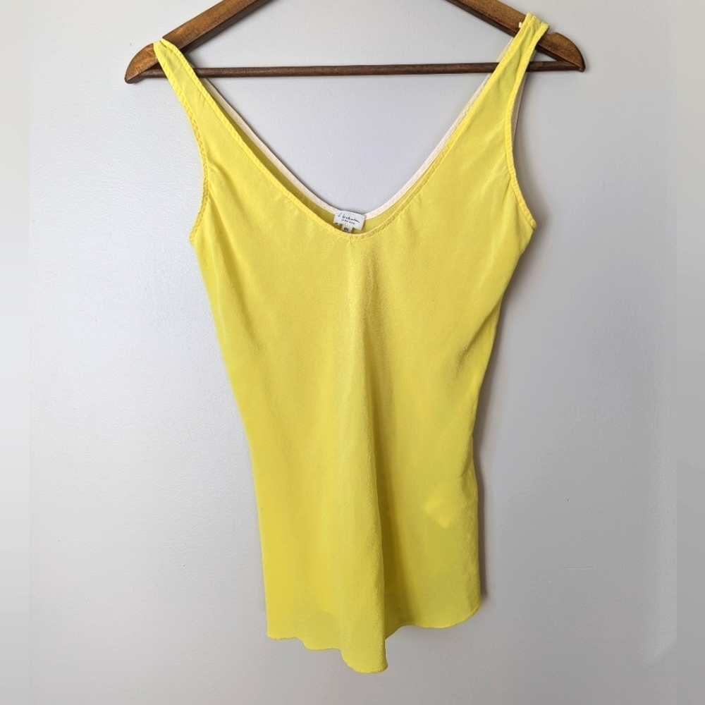 Aritzia Babaton Womens Top Royal Yellow 100% Silk Cami V Neck Tank Size XXS